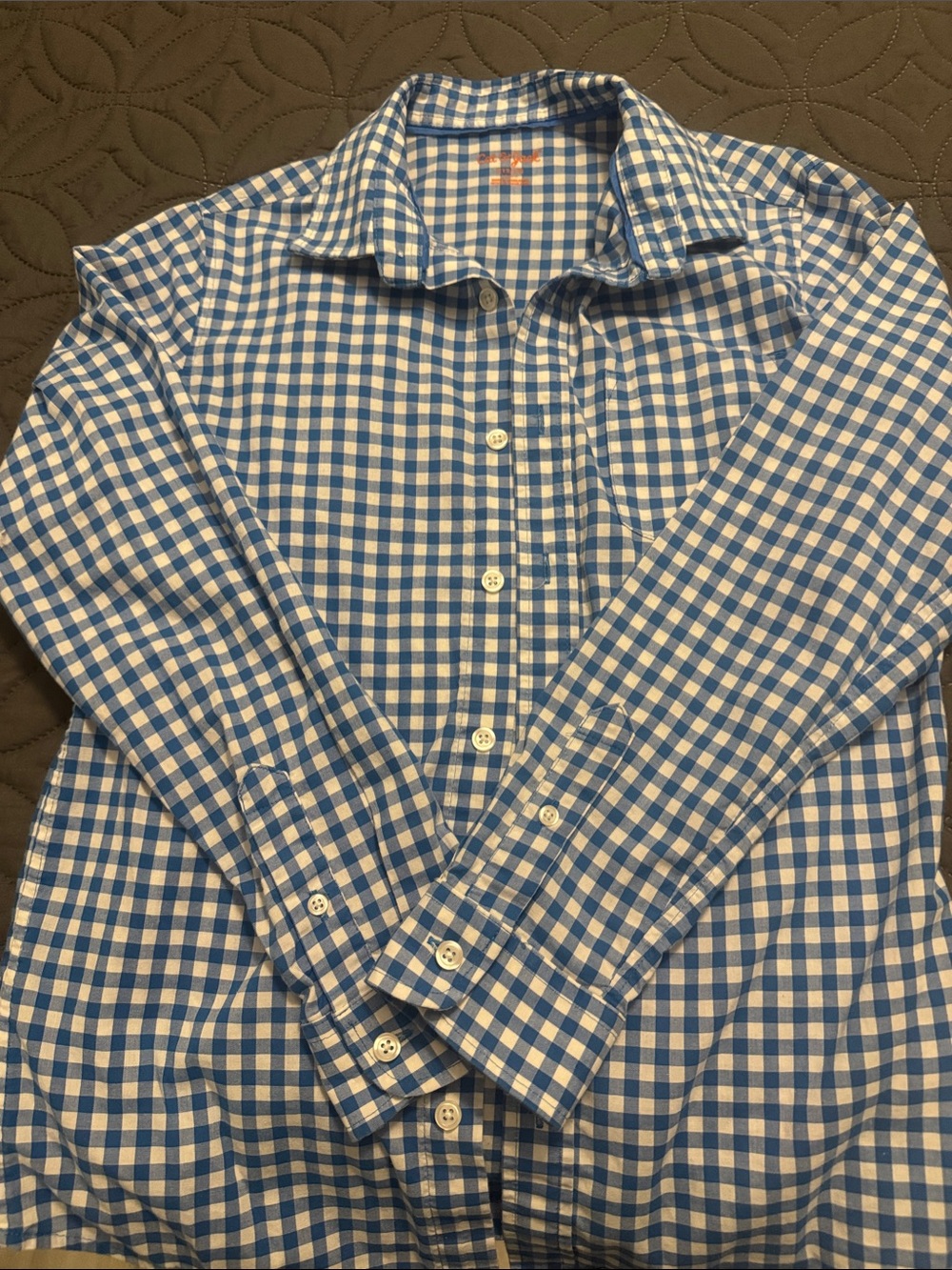 Blue and White Gingham Button-Up Shirt - Boy’s Classic Fit